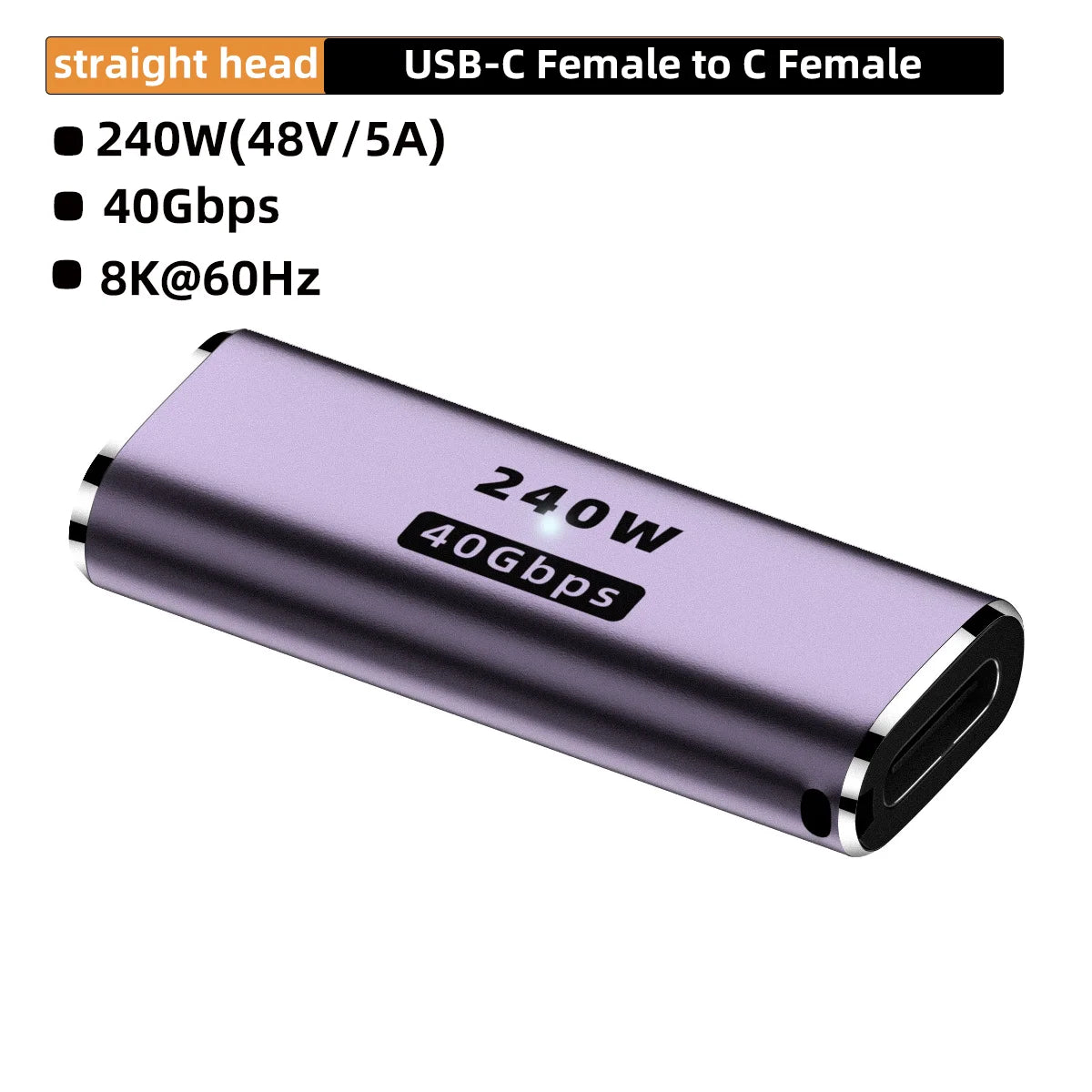 USB4.0 40Gbps U-Shape Straight Angle 240W 5A USB C to Type C Fast Charging Converter USB C Data Adapter For Macbook 8K60HZ