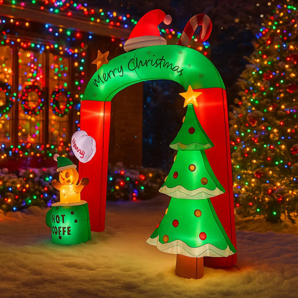 GRAND FESTIVE GATEWAY | 8.8FT (2.7M) Light-Up Christmas Tree & Cocoa Cup Inflatable ArchwayGRAND FESTIVE GATEWAY | 8.8FT (2.7M) Light-Up Christmas Tree & Cocoa Cup Inflatable Archway