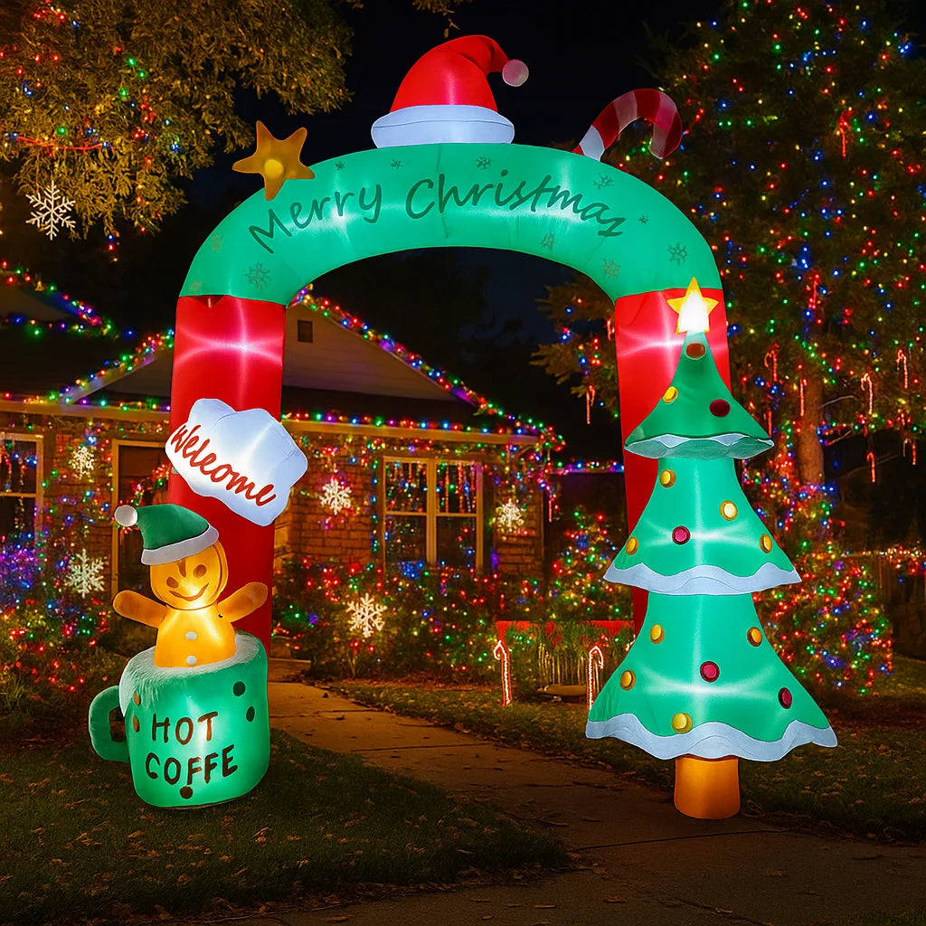 GRAND FESTIVE GATEWAY | 8.8FT (2.7M) Light-Up Christmas Tree & Cocoa Cup Inflatable ArchwayGRAND FESTIVE GATEWAY | 8.8FT (2.7M) Light-Up Christmas Tree & Cocoa Cup Inflatable Archway