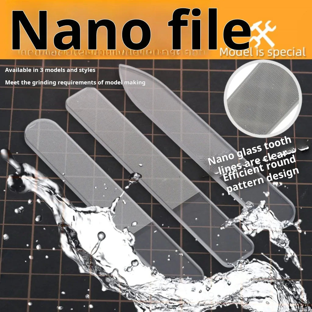 Nasedal Nano Glass Polishing File Washable Sanding Grinding Buffing Tool for Gundam Scale Model DIY Hobby Nail Repair Manicure