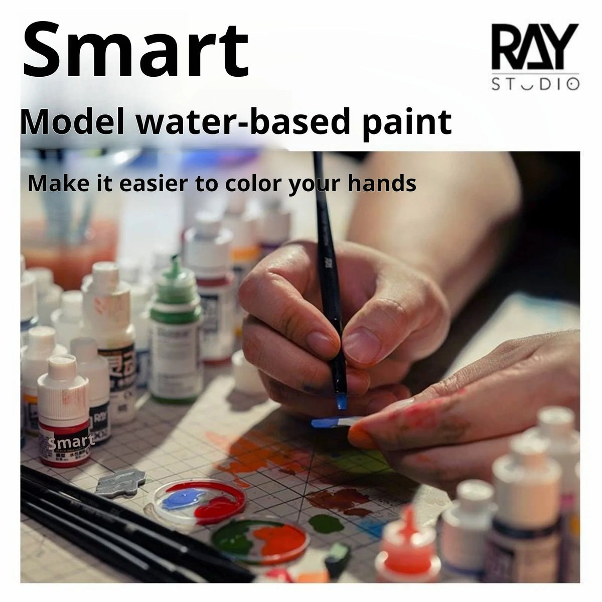 RAYSTUDIO 6ML/18ML Model Coloring 12-Bottle Acrylic Water-Based Paint Set for Gundam Scale Model DIY Hand Painting Pigment Tools