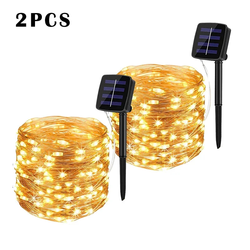 32M Solar LED Light Outdoor Festoon Lamp Garden Fairy Light String Led Twinkle Waterproof Lamp Christmas Garland Yard Decoration