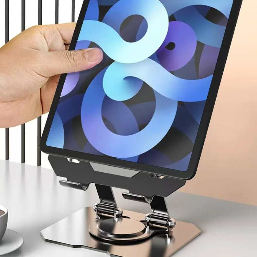 360 Degree Adjustable Foldable Desktop Phone Tablet Metal Stand, Sturdy and Durable, Suitable for 4.7-12 Inch iPad Pro/Air/Mini