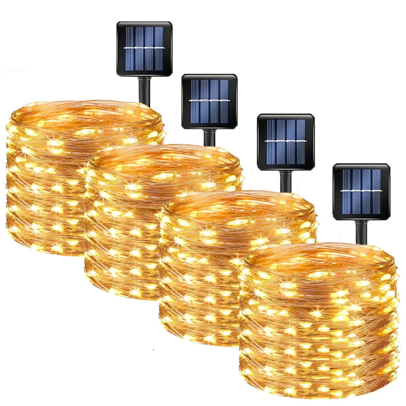 1 2 3 4 5Packs Solar Led Fairy Light Outdoor Christmas Lights 8Modes Copper Wire Lights Waterproof Garden Tree Patio Decor