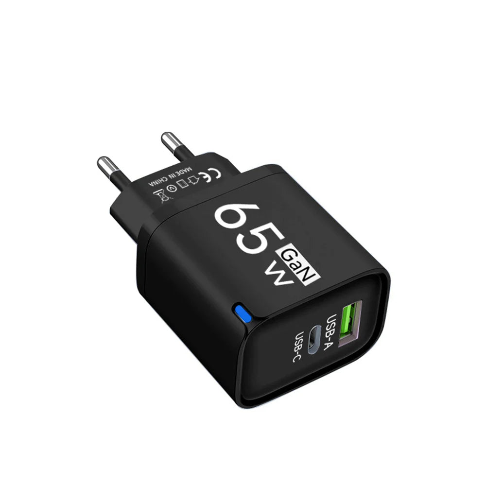 PD 65W USB Fast Charging 2 In 1 Charger Type C Quick Charge Charger For iPhone Xiaomi Huawei Samsung Mobile Phone Wall Adapter