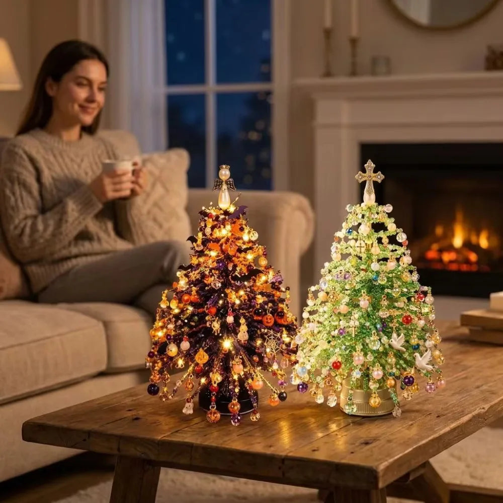 Handmade Bead Weaving Christmas Tree DIY Kit Desktop Holiday Decoration Beaded Xmas Ornament Festive Craft Present