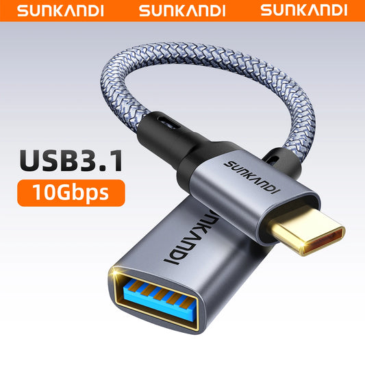 SUNKANDI USB C to USB 3.1 Adapter 10Gbps OTG Cable Type C Male to USB A Female for iPhone 15 MacBook Pro Air iPad Pro Galaxy S24