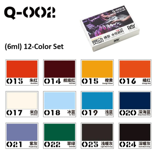 RAYSTUDIO 6ML/18ML Model Coloring 12-Bottle Acrylic Water-Based Paint Set for Gundam Scale Model DIY Hand Painting Pigment Tools