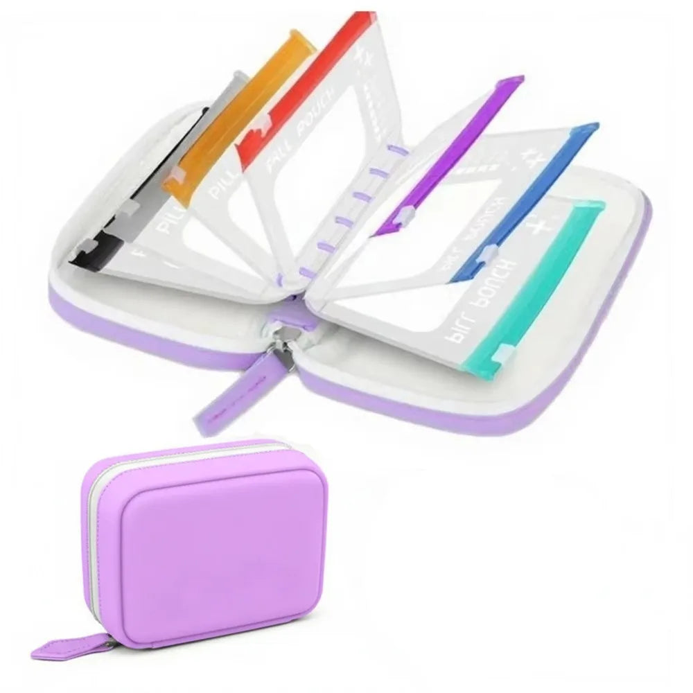 7/14Pouch Weekly Pill Organizer Color Coded Pill Pouch Waterproof Medicine Storage Case Portable Vitamins Supplements Pouch Set