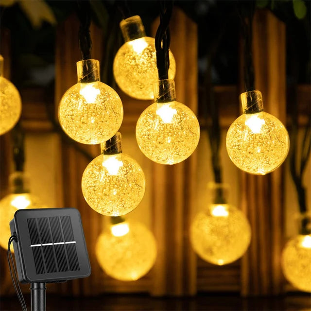 SOLAR-AURA BUBBLE SPHERE | Waterproof Outdoor Solar Crystal Globe String Lights (8 Modes)
