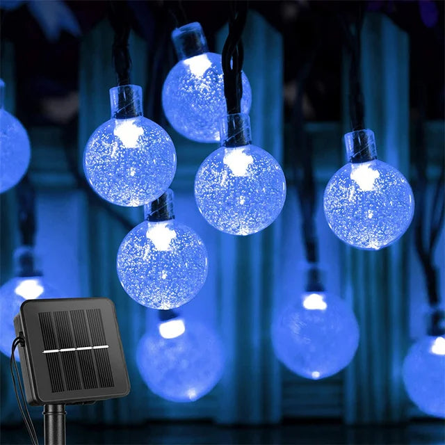SOLAR-AURA BUBBLE SPHERE | Waterproof Outdoor Solar Crystal Globe String Lights (8 Modes)